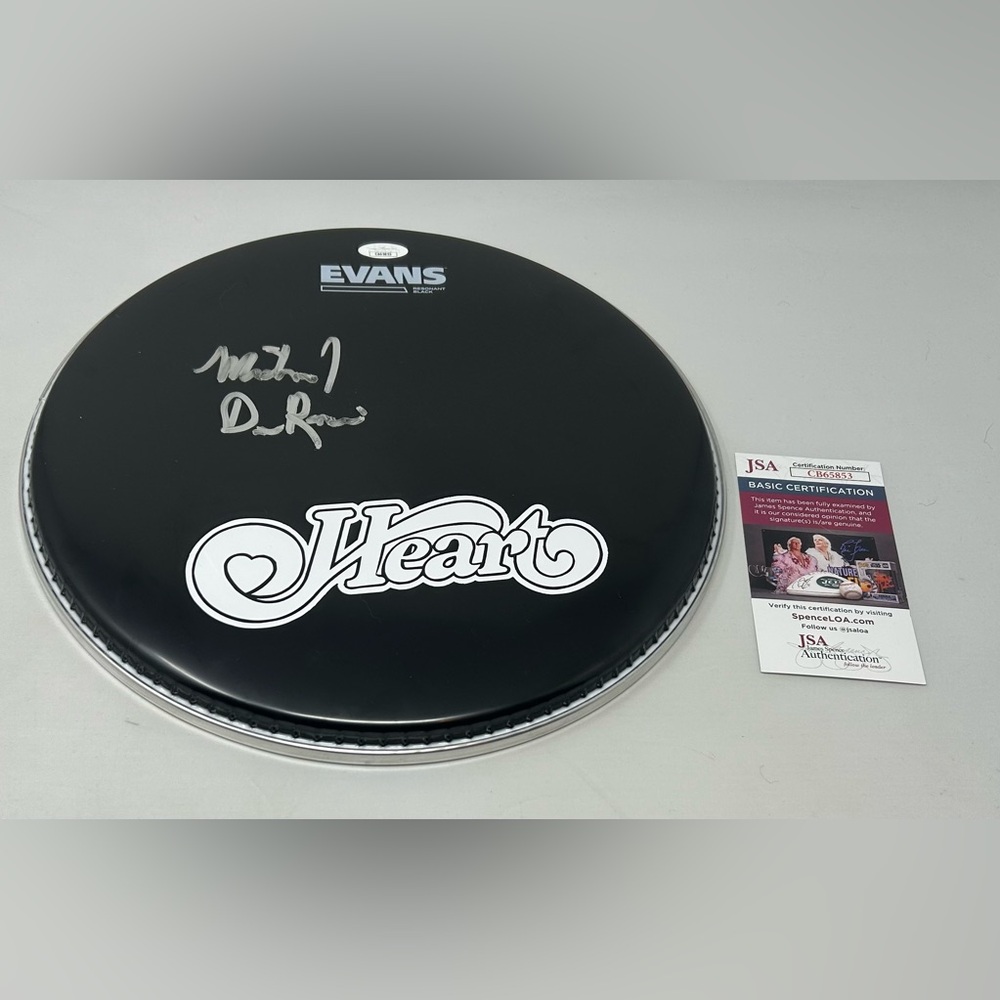 Michael Derosier of Heart signed Drumhead JSA COA